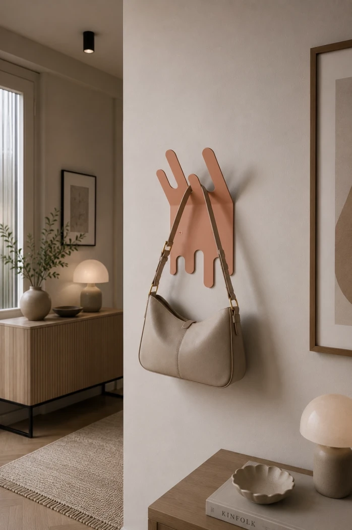 Metall-Garderobe-fuer-den-Flur-Stillia---skulpturale-Wandgarderobe