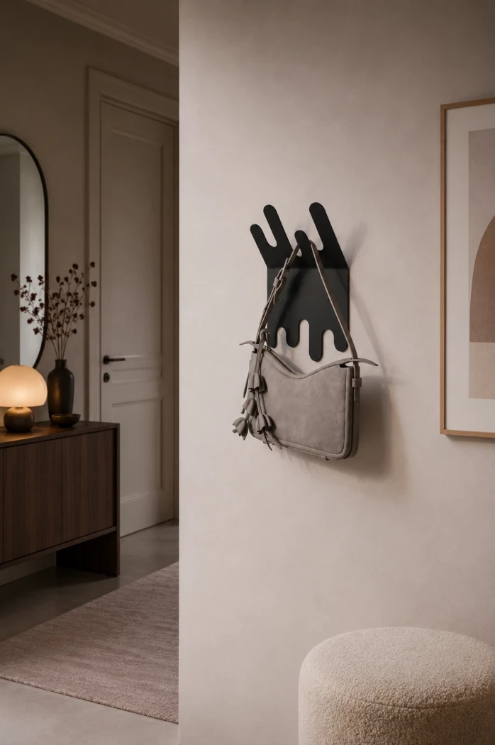 Metall-Garderobe-fuer-den-Flur-Stillia---skulpturale-Wandgarderobe