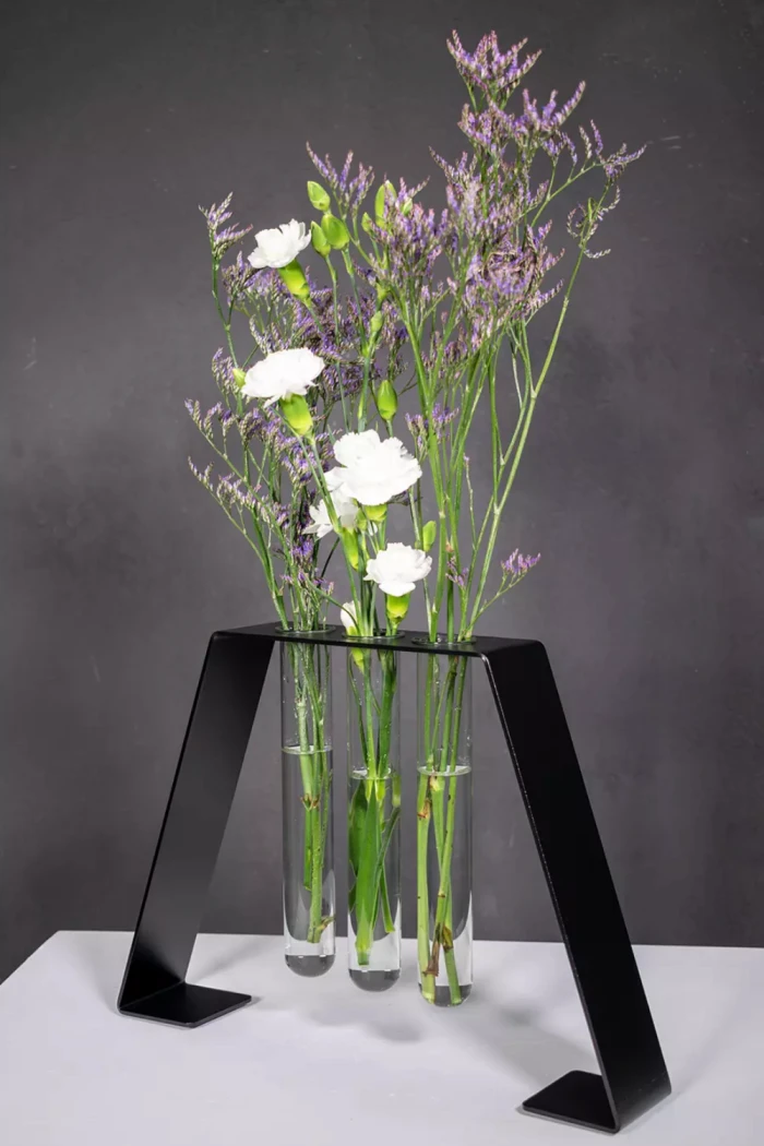 Metallvase-Elisa-Maxi-fuer-3-Reagenzglaeser---grosse-dekorative-Stahlvase