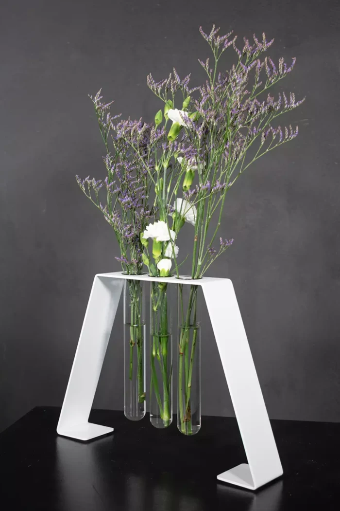 Metallvase-Elisa-Maxi-fuer-3-Reagenzglaeser---grosse-dekorative-Stahlvase