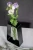 Metallvase-Fiole-trapezfoermig---Stahlvase-mit-Reagenzglas,-SchwarzWeiss