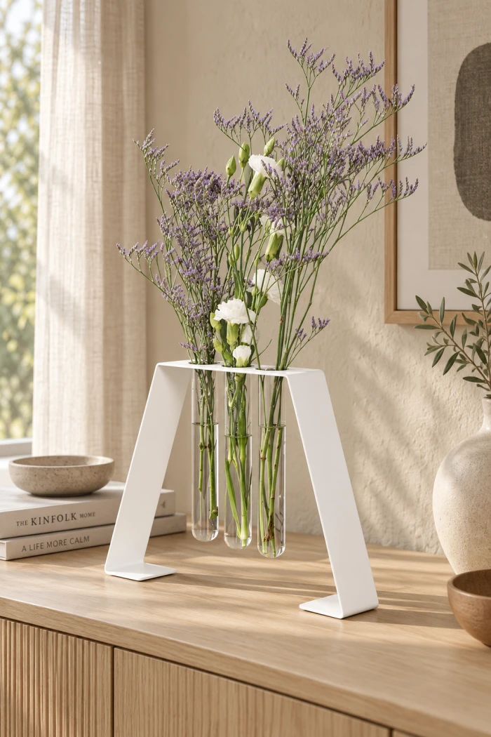 Metallvase-Elisa-Maxi-fuer-3-Reagenzglaeser---grosse-dekorative-Stahlvase