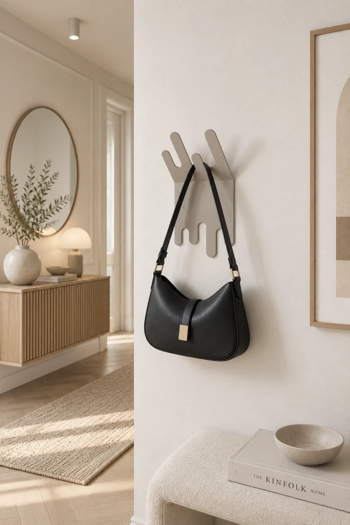 Metall-Garderobe-fuer-den-Flur-Stillia---skulpturale-Wandgarderobe