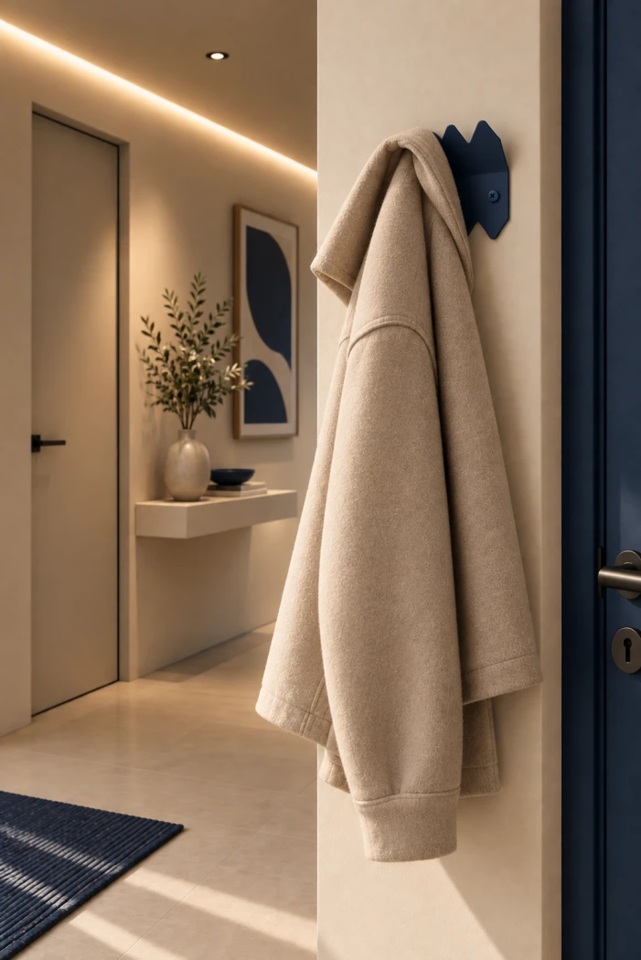 Metall-Garderobe-fuer-den-Flur-Crocodile-Medi---geometrische-Wandgarderobe