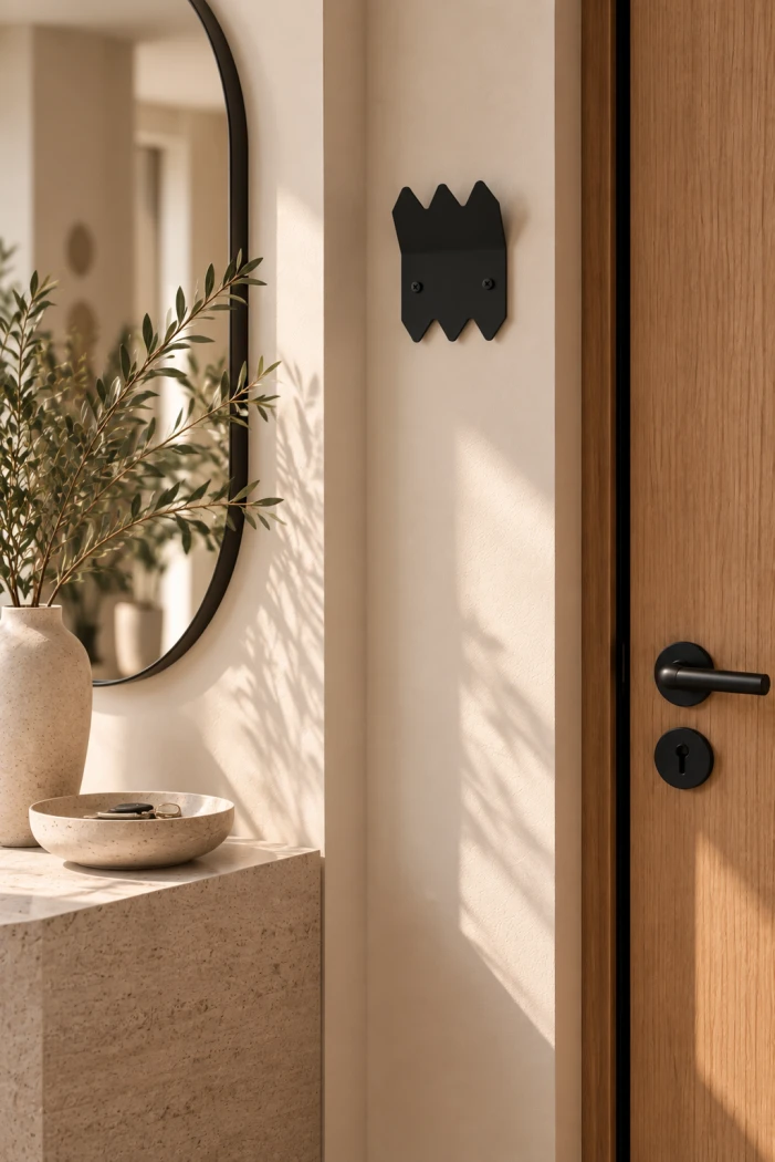 Metall-Garderobe-fuer-den-Flur-Crocodile-Medi---geometrische-Wandgarderobe